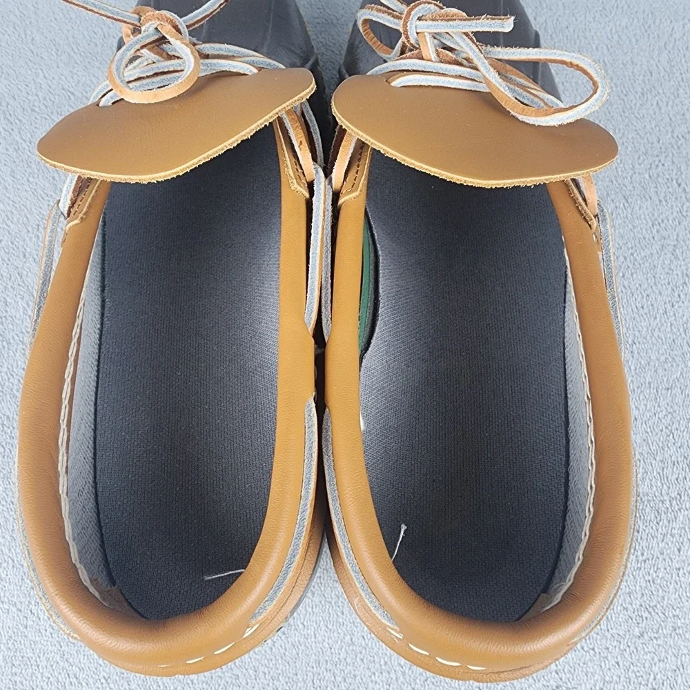 LL Bean Boots Mens 9M Rubber Moc Duck Shoes Brown Leather Low